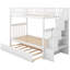 Lit simple superposé au dessus d'un lit gigogne avec rangement en pin blanc, largeur de 42,3 po et structure en pin