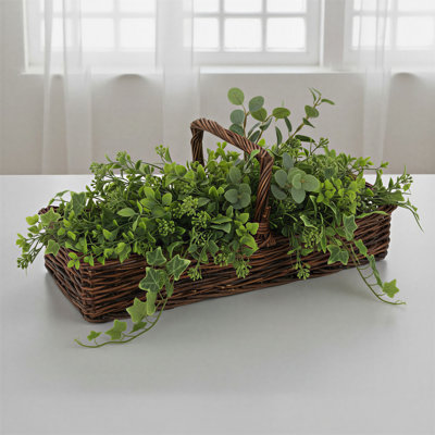 Hand‑Woven Reed Basket With Handle