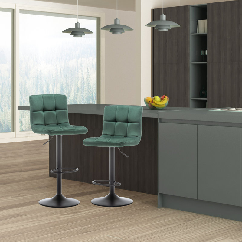 Tabouret pivotant à hauteur réglable Annajo, Vert profond, Noir