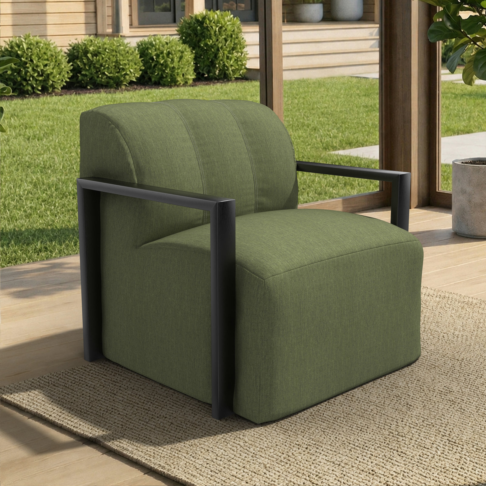 Rosalie Sunbrella® Patio Lounge Chair, Sunbrella® Canvas Fern