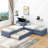 L-Shaped Upholstered Platform Bed With Trundle And Two Drawers Linked With Built-In Desk,Twin