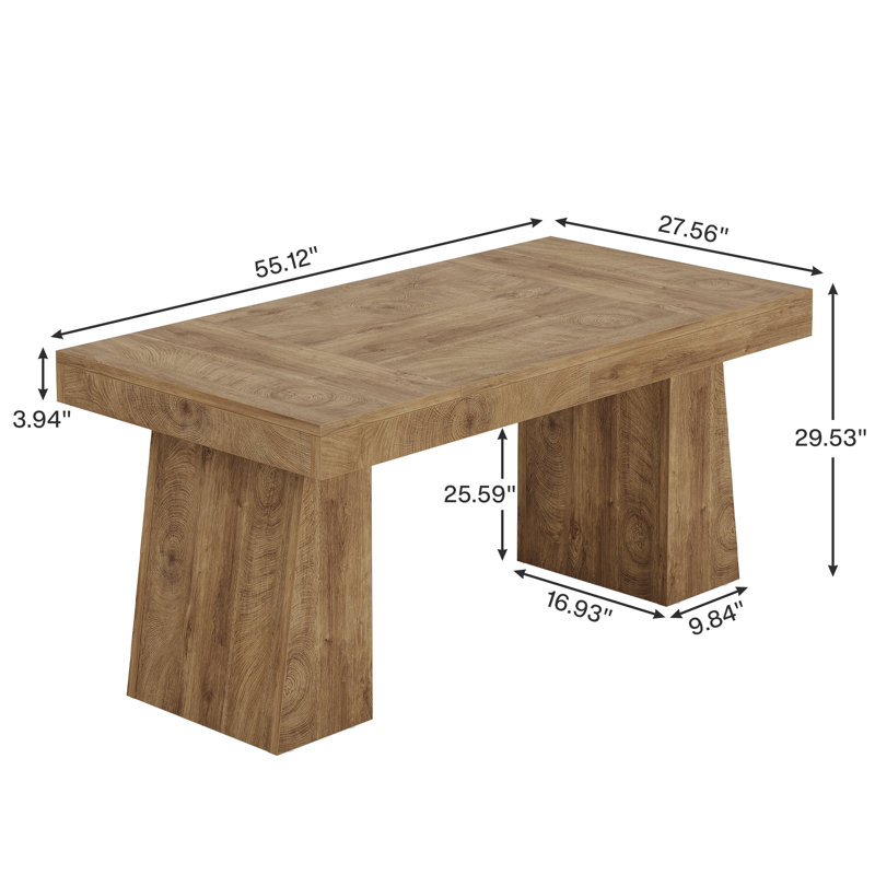 55-Inch Dining Table for 2-4, Light Brown