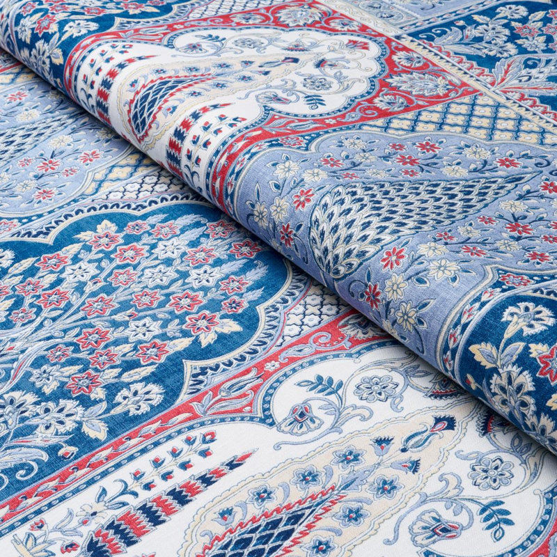 Tissu Barra Palace, Indigo / cramoisi