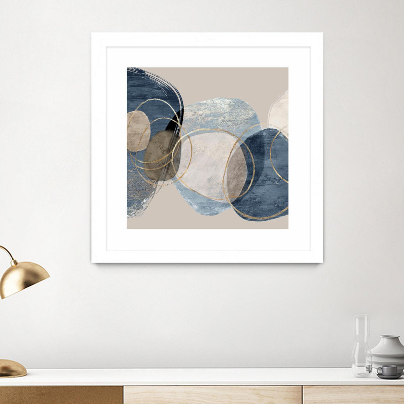 30x30 White Matted and Framed Abstract Canvas Art