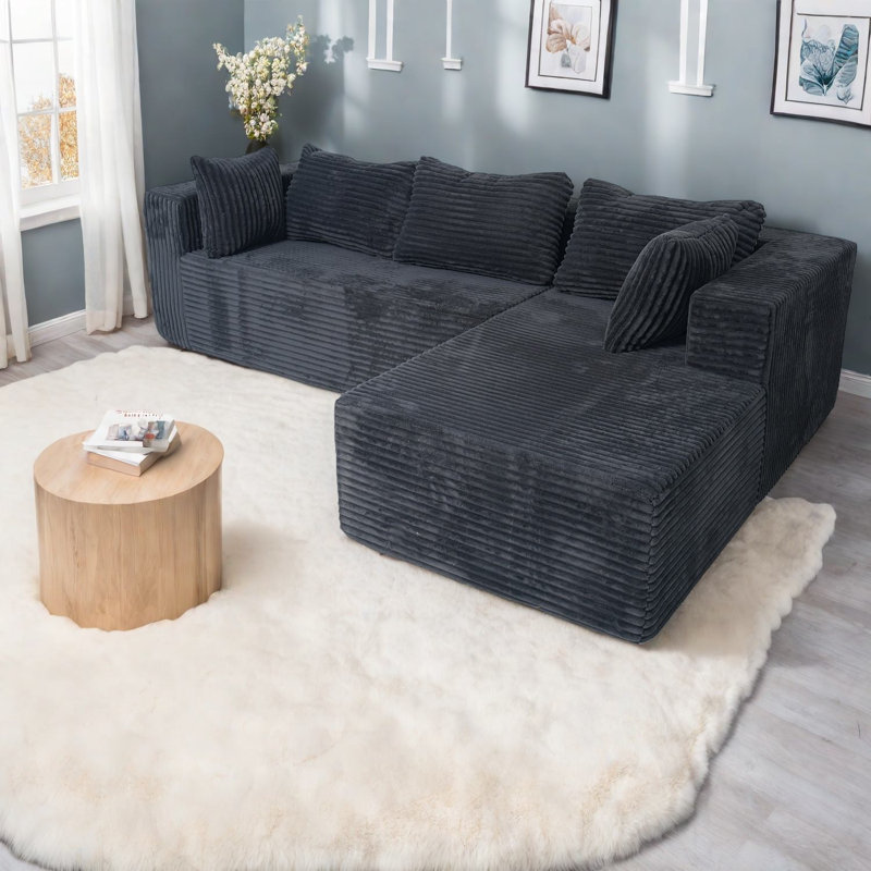 Canapé modulaire en L 100 pouces en velours côtelé Compression Sectionals