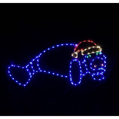 Manatee with Santa Hat Nautical Christmas Holiday Lighted Display