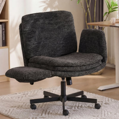 Cross-Legged Home Office Chair with Dynamic Airbag Back Support, Flip-Up Armrests