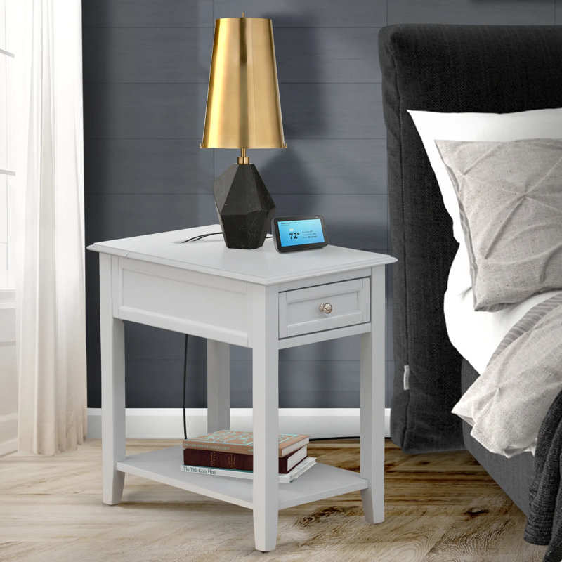 Denison Modern End Table - Rectangle Nightstand with a Drawer for Bedroom, Urban Gray, Urban Gray