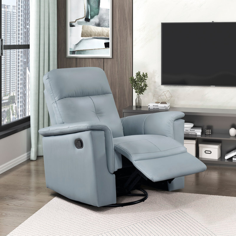 Fauteuil inclinable et pivotant en cuir, Bleu