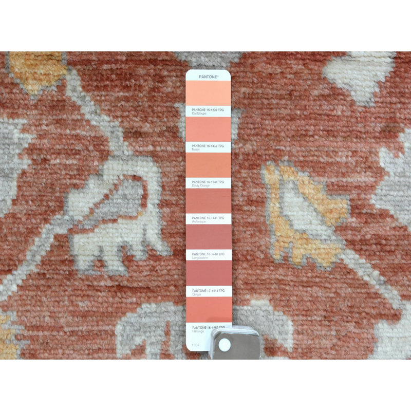 Tapis de couloir en laine douce noué à la main 2 pi 8 po x 12 pi Angora Oushak orange 7317865505D546ADB5CF866AC23959AE