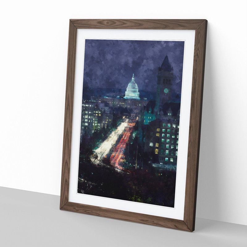 Pennsylvania Avenue in Washington - Framed Print, 48cm H x 36cm W x 2cm D, Walnut Framed