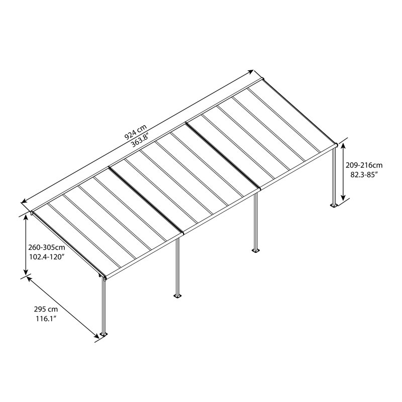 Sierra 3 m W x 9.15 m D Patio Cover