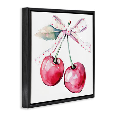 Cadre flottant cerises fantaisistes avec ruban à pois, design by Creative Studio
