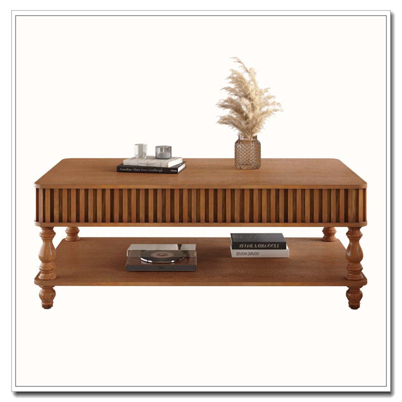 Table basse à plateau relevable 47,24 po avec rangement, Brun antique