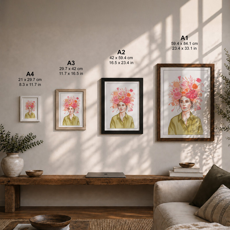 Floral Crown Portrait Botanical - Framed Print, A1 - 84.1 x 59.4 cm, Unframed