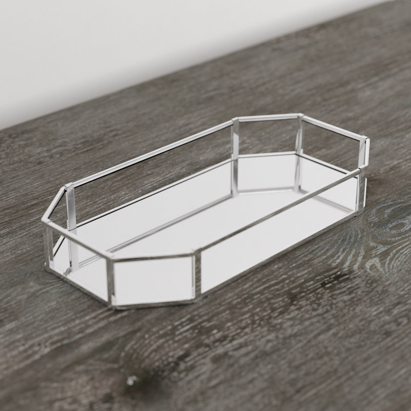 Octangular Chrome and Glass Vanity Bathroom Tray