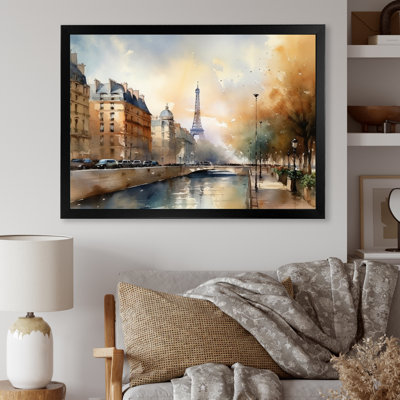 «Beautiful Pastel Paris Scenery», art mural sur toile Paris