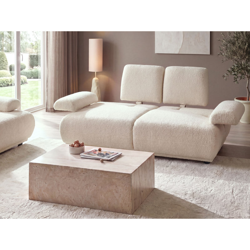 2 Seater Boucle Sofa, White, Boucle