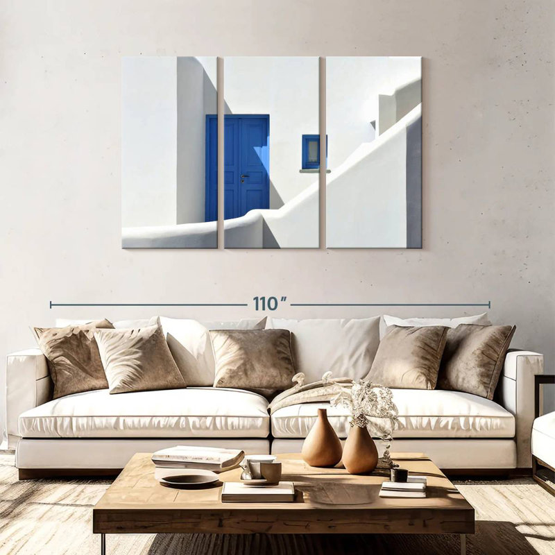 Lilie Folegandros porte bleue, H 48 po x l 74 po