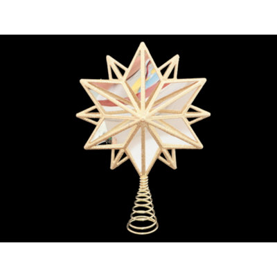 14" Shiny Gold Mirror Snowflake Tree Topper