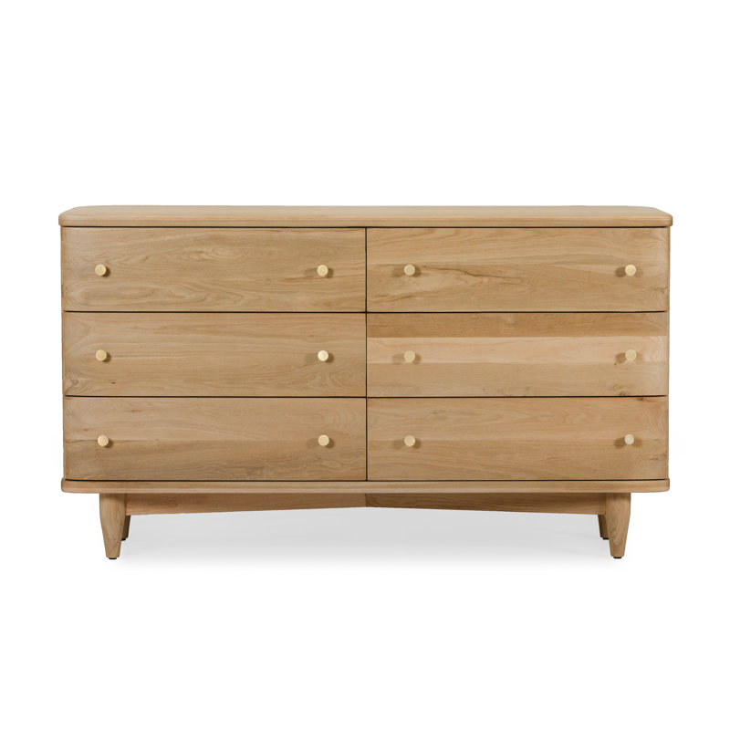 Solid Wood 72'' W 6 - Drawer Dresser, Beige