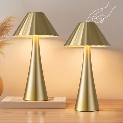 Ensemble de 2 petites lampes de table modernes 10,5 pouces, petite lampe de table de chevet avec contrôle tactile et chargement par USB, lampe de bureau en métal avec lumière DEL à intensité variable pour le salon, la chambre à coucher, le bureau, le bureau et l'extérieur