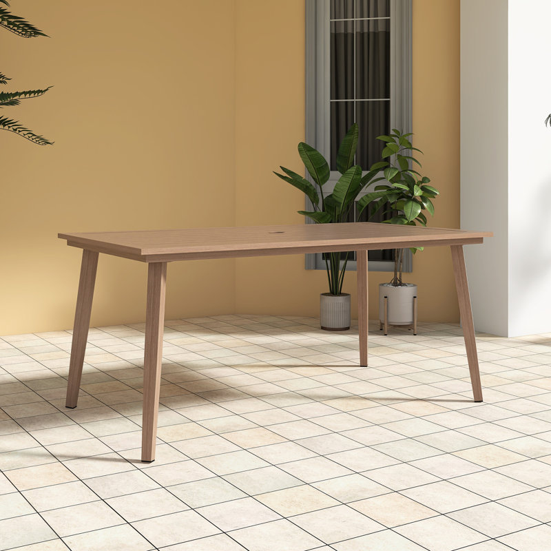 6-Person Rectangular Aluminum Dining Table, Brown