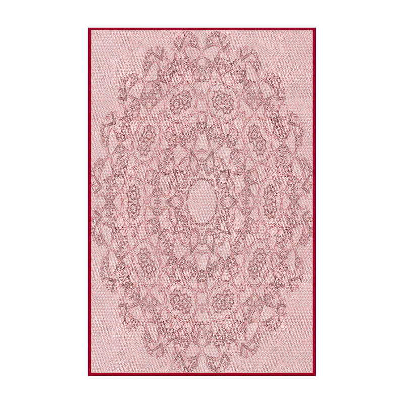 Tapis tissé à la machine en rouge, Rectangle 5 pi x 7 pi