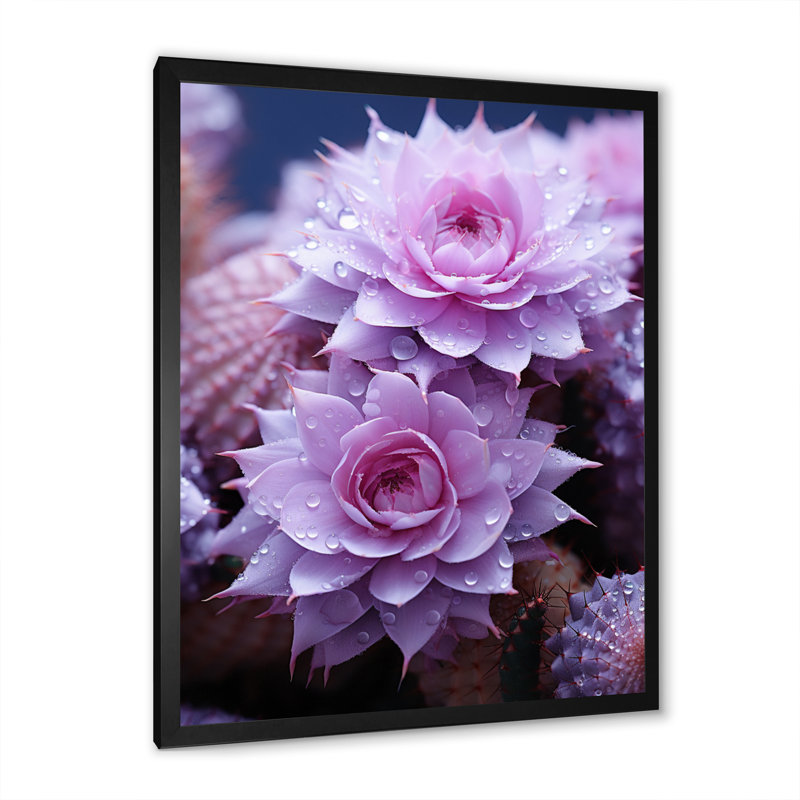 «Tremir Pink Cactus Delicate Intricacies Fishhook III», reproduction sur toile, H 32 po x l 24 po x P 1 po, Cadre photo noir