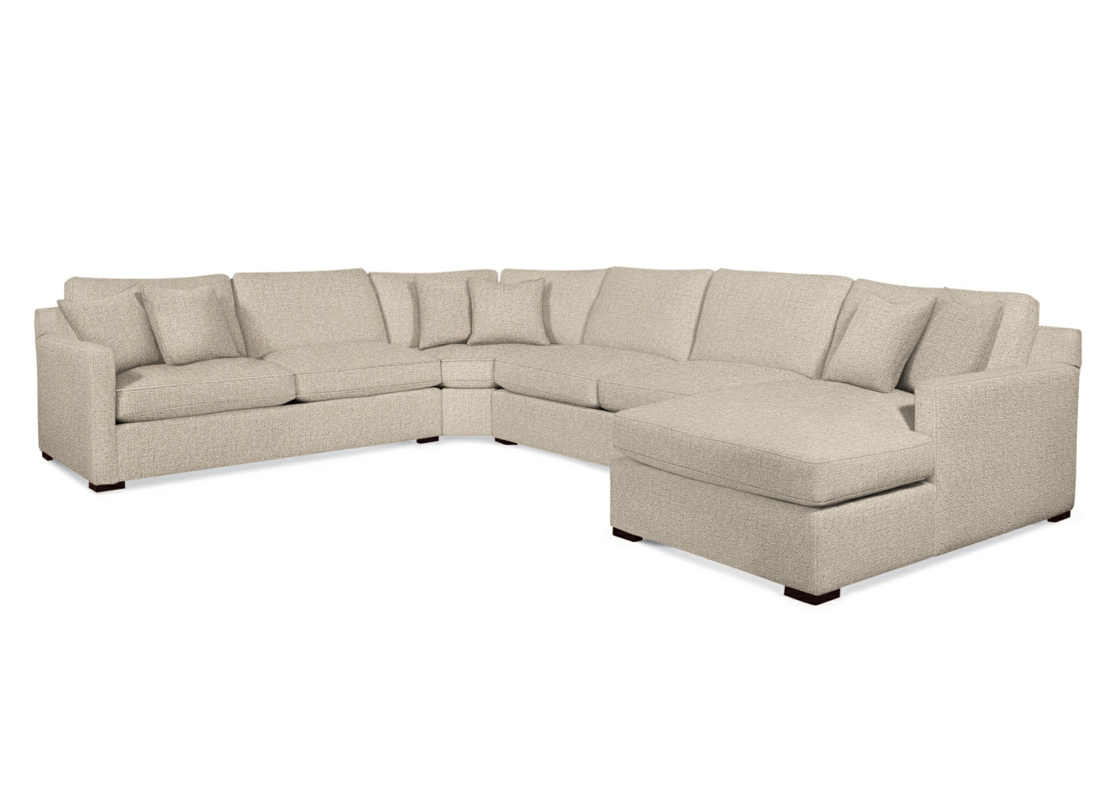 Bel-Air Upholstered L-Sectional, Java Finish, Right Hand Facing, Eggshell Crypton Performance; 0884-93