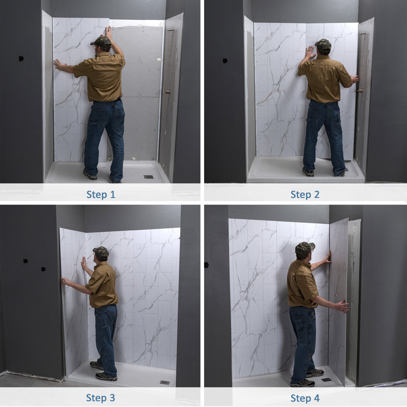 Louvre Granite 32" x 60" x 78" Vinyl Shower Surround Kit