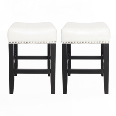 26.75" Backless Faux Leather Counter Height Barstool