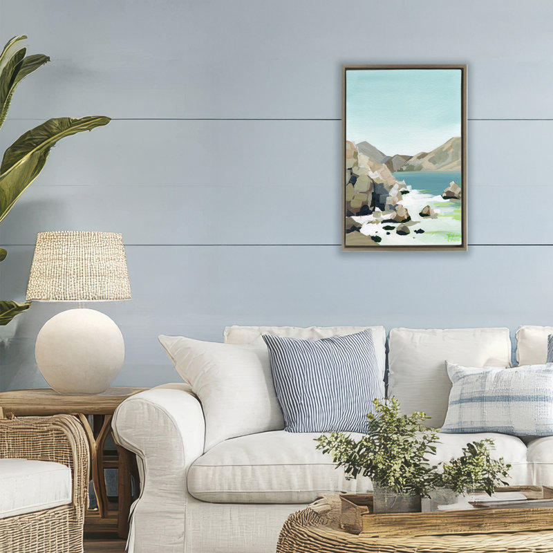 Cadre flottant Expressionist Rocky Coast, design par Brook Page, Cadre flottant orme Montalcino, H 25 po x l 17 po