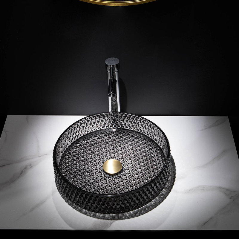Ivy Bronx Arniya 400mm L x 400mm W Black Glass Oval Sink