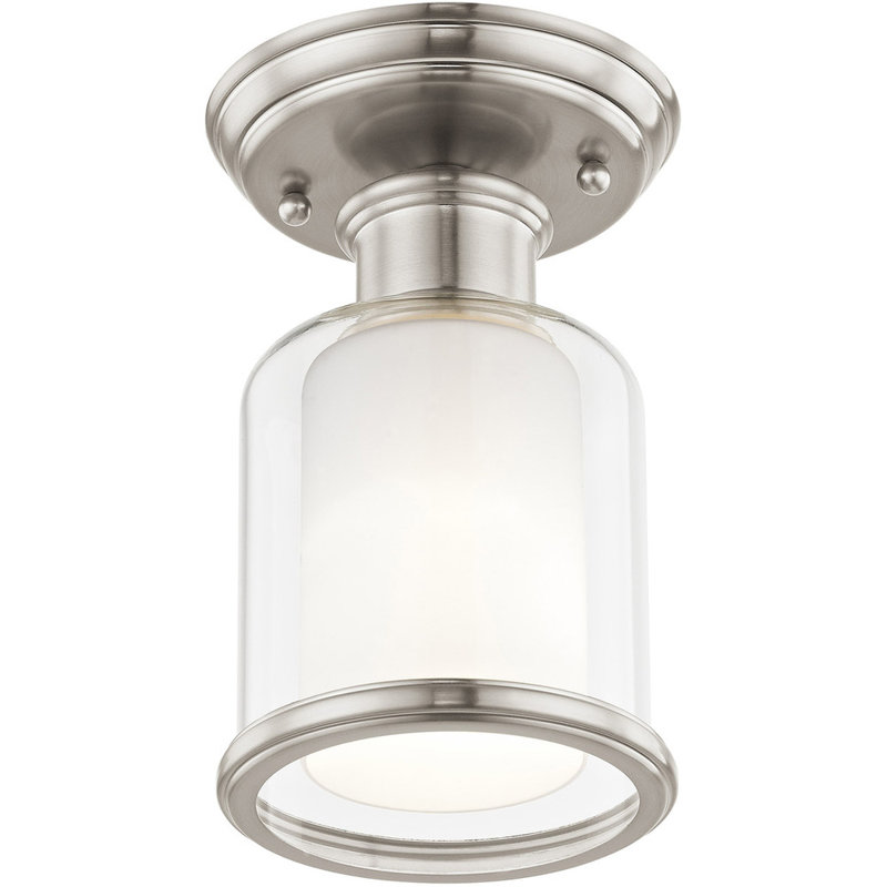 Plafonnier semi-encastré 1 lumière 5,5 po Wilczek, Nickel brossé