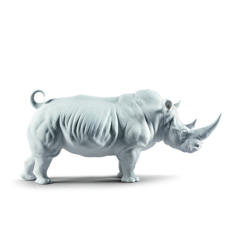 Rhino Figurine, 8.66" H x 17.72" W x 7.48" D, Black