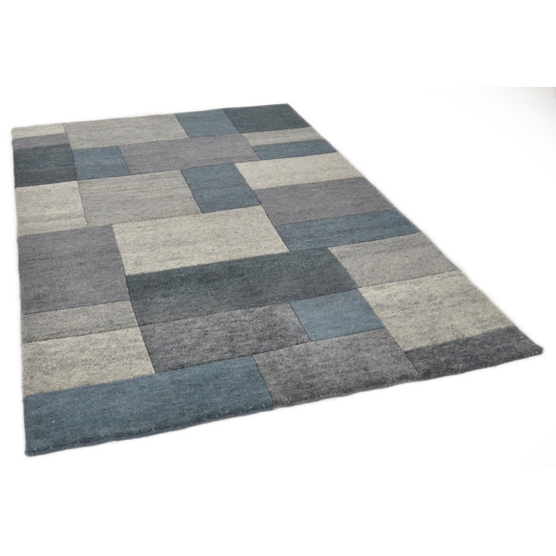 Dalas Hand Knotted Wool Anthrazit/Blau Indoor Rug, Rectangle 250 x 300cm