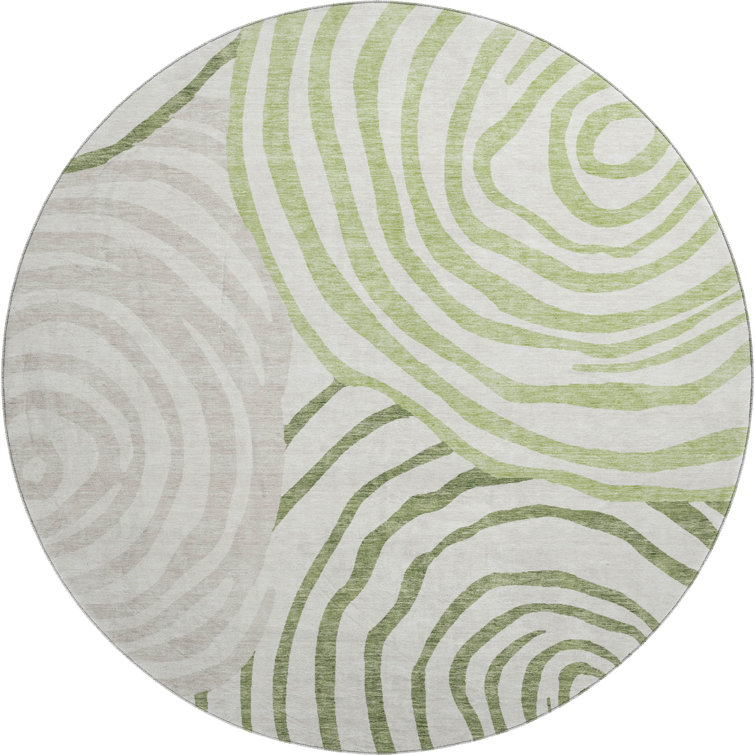 Premium Machine Washable Prisco Green Rug