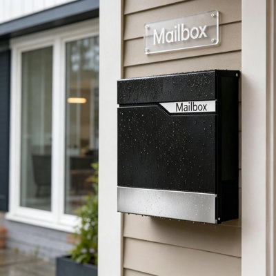 Heavy-Duty Locking Wall Mount Mailbox With Key Lock, Large Capacity Secure Mail Drop Box For Letters And Packages, All-Weather Metal Construction