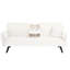 Lit gigogne blanc en velours côtelé: rangement caché, tissu doux, porte-gobelet confortable rembourré d'éponge, structure en bois massif, rétractable-1275208872