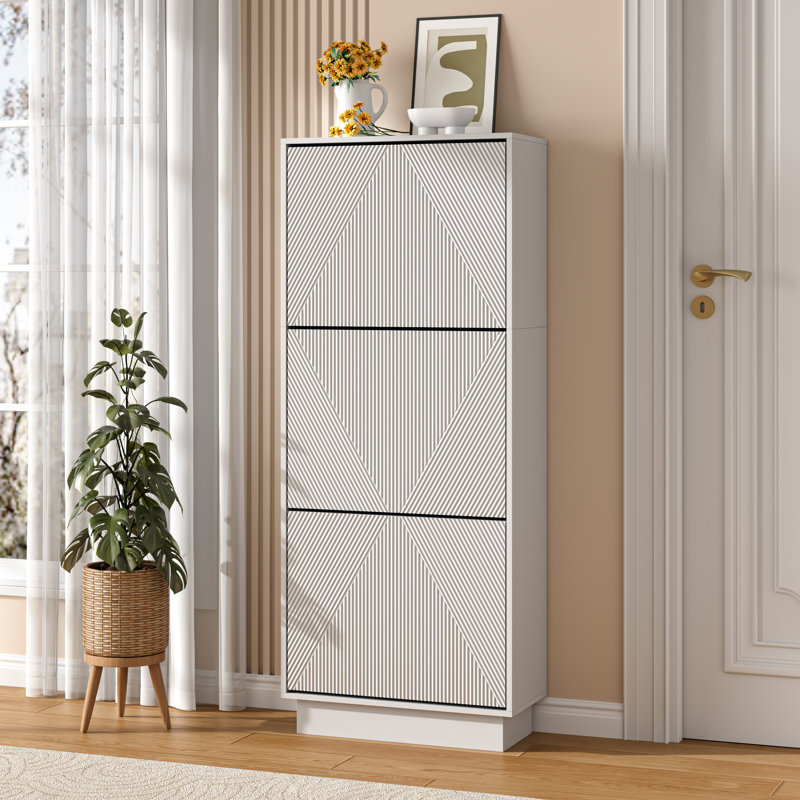 12 Pair Flip Down Shoe Storage, White