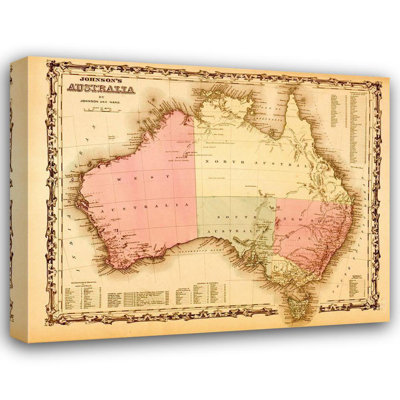 Breakwater Bay Vintage Maps Gallery Wrapped Canvas Art Titled: Australia 1862
