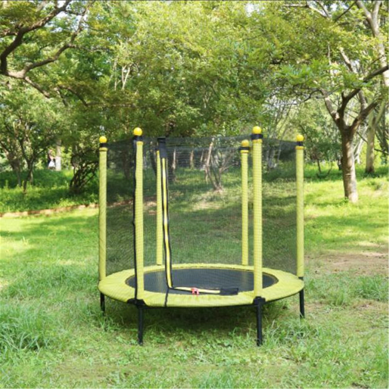 Trampoline de jardin rond 4 'avec enclos de sécurité pour enfants, Jaune