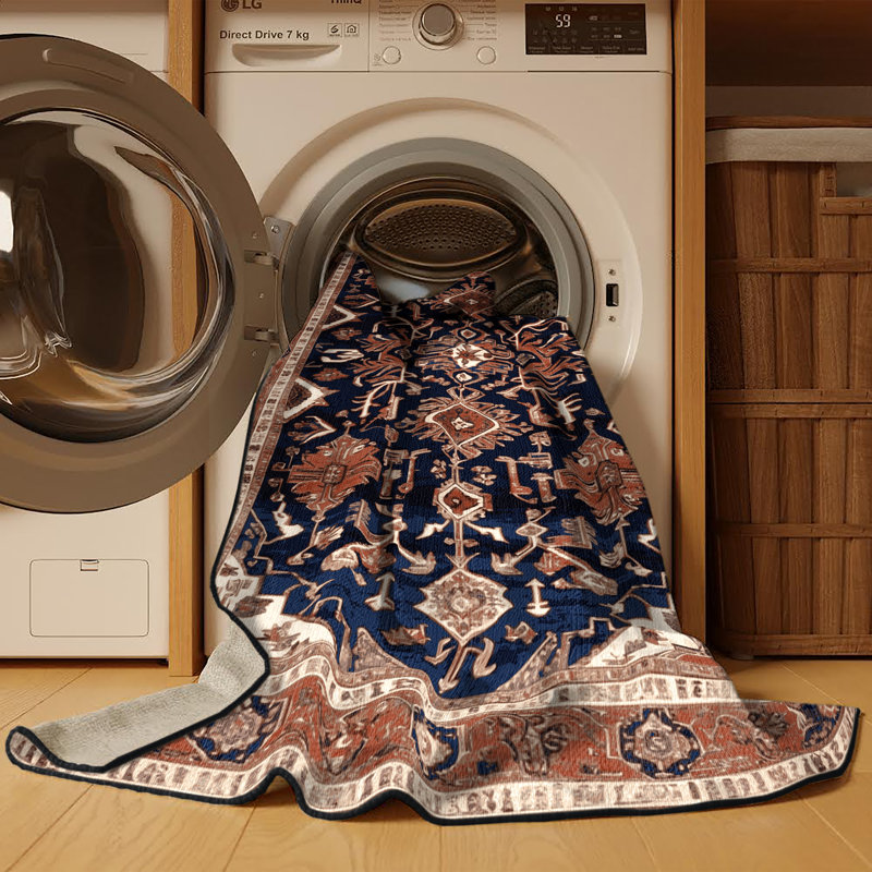 Tapis brun lavable à la machine, Rond 6 pi