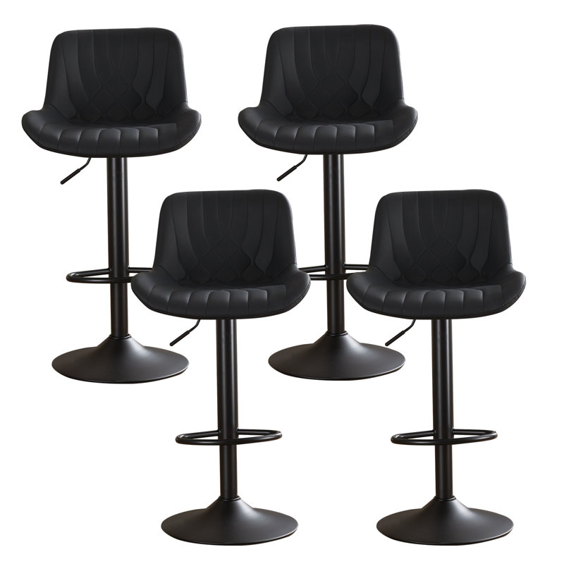 Swivel Adjustable Height Counter Stool With Footrest, Black