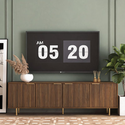 68" Wood Modern Fluted TV Stand, Entertainment Center with Storage Doors, Media Console Cabinet for 55+ Inch TV, Living Room