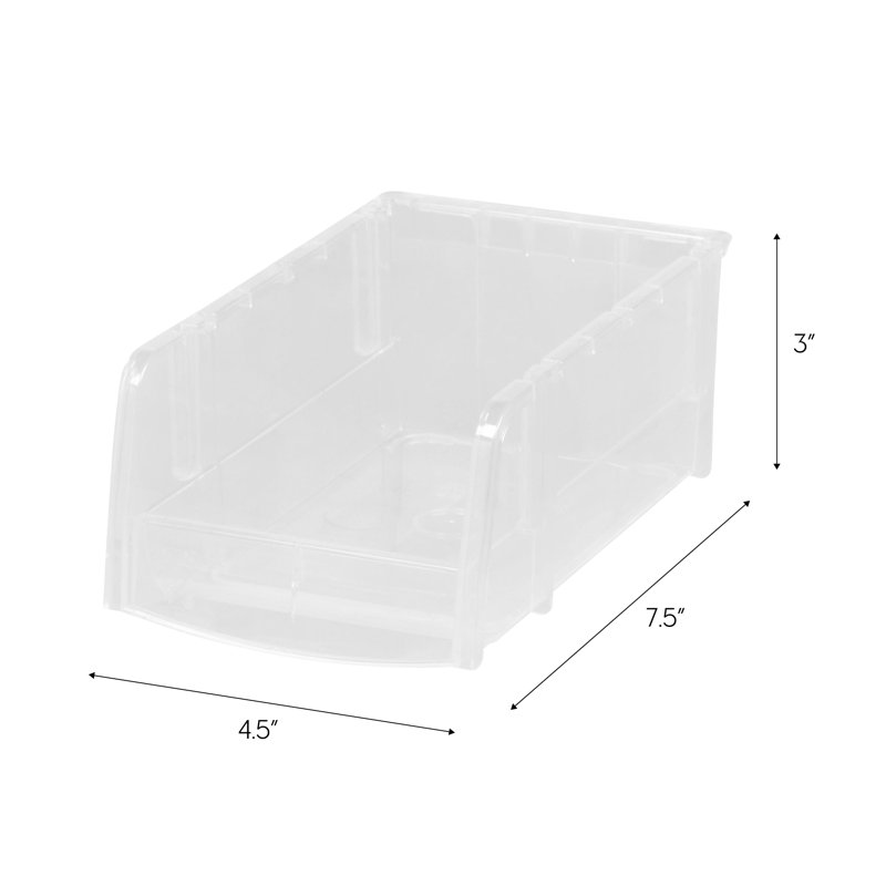 Bac décoratif en plastique IRIS, Transparent, H 3 po x l 4,5 po x P 7,5 po