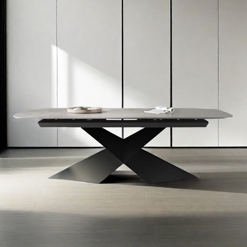 Table de salle à manger grise ronde, H 29,53 po x L 55,12 po x l 31,5 po