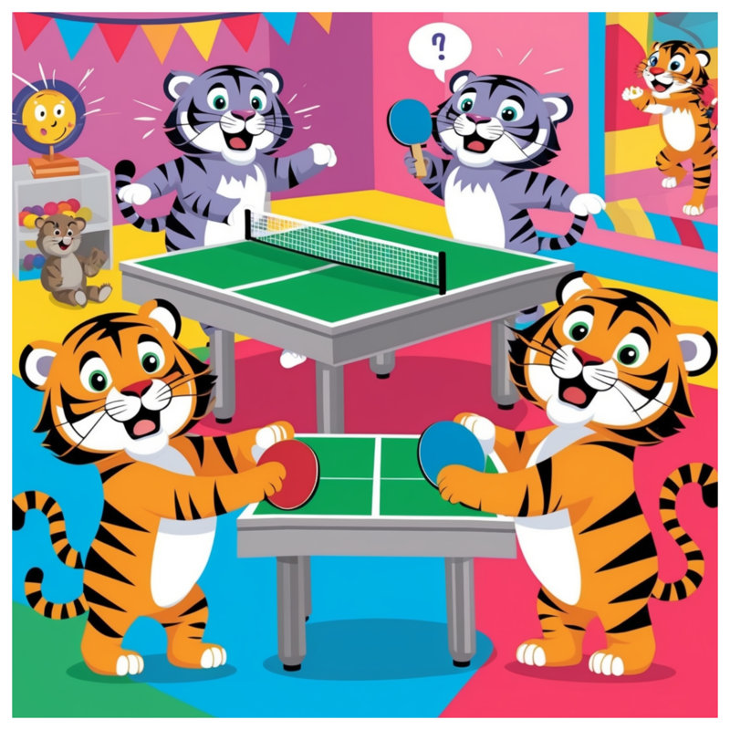 Édredon Tigers jouant au tennis de table, Lit simple