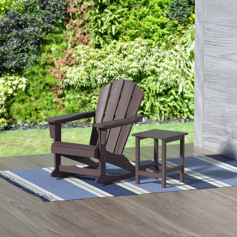 Laguna Outdoor Adirondack Chair With Table, Dark Brown